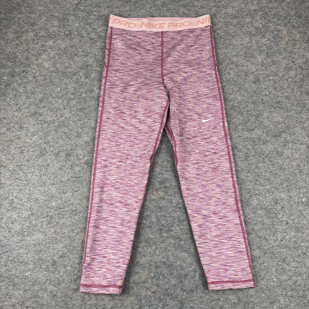 Nike Pro Dri Fit SpaceDye Fitted Crop Leggings‎ 23" Glaze Pink Womens Medium M